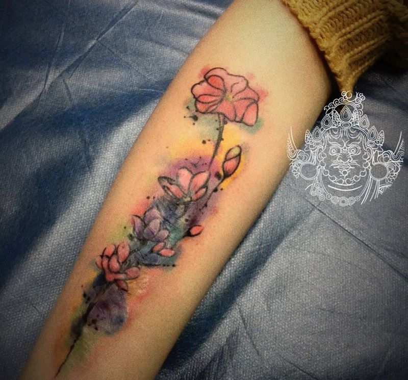 遮盖修改作品纹身图片_手臂水彩水墨纹身图案