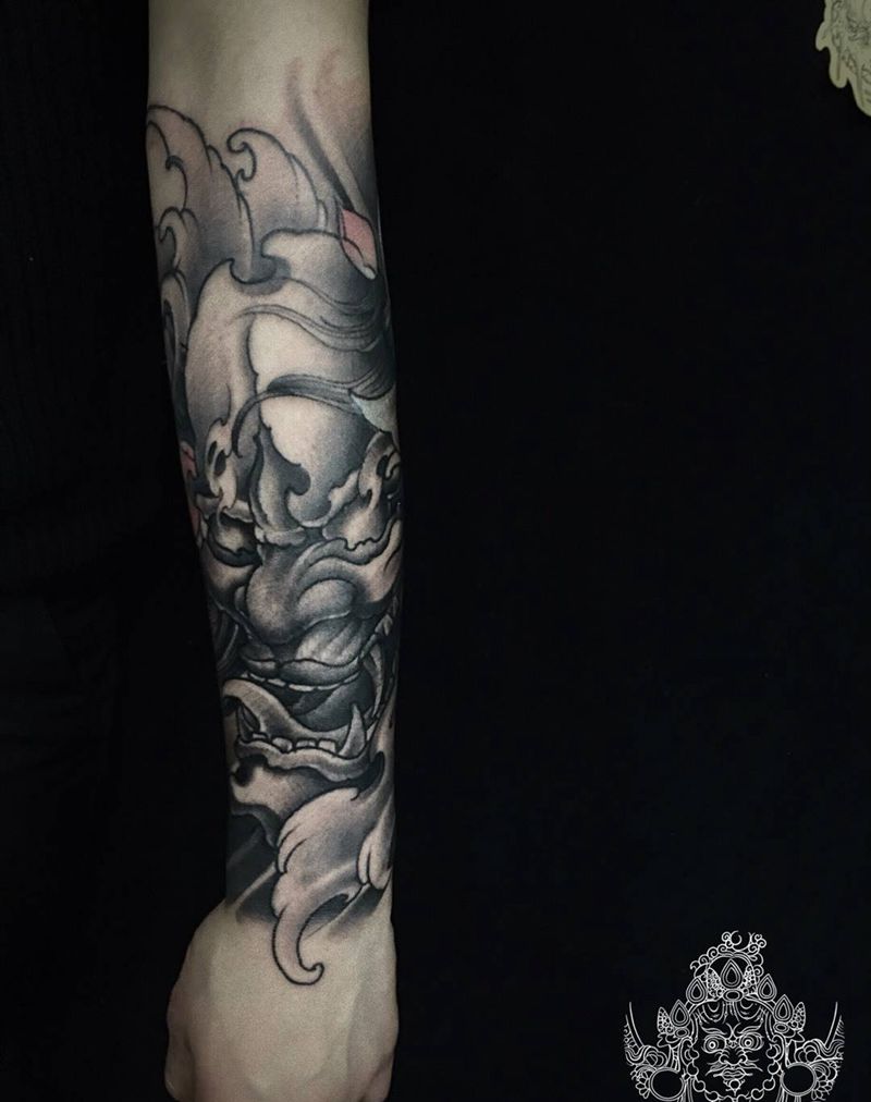 小臂般若纹身图片_手臂新传统纹身图案