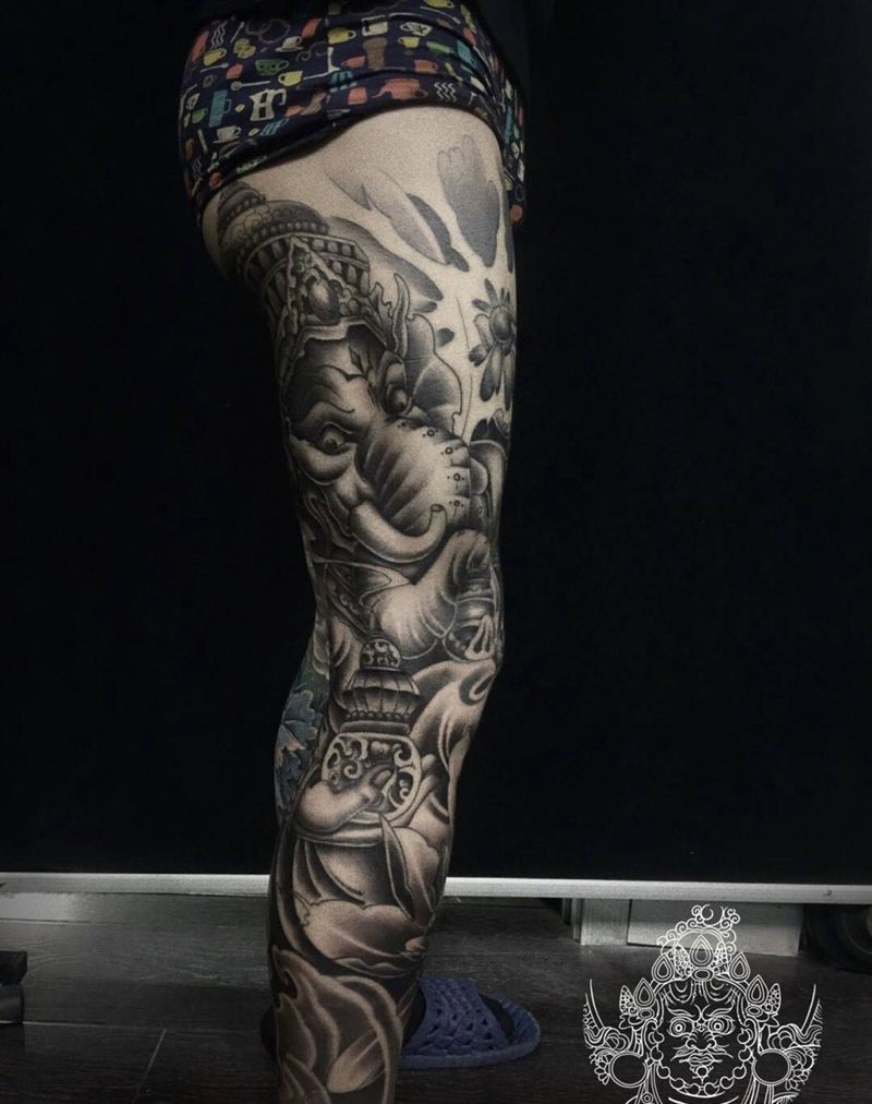 店内花腿纹身图片