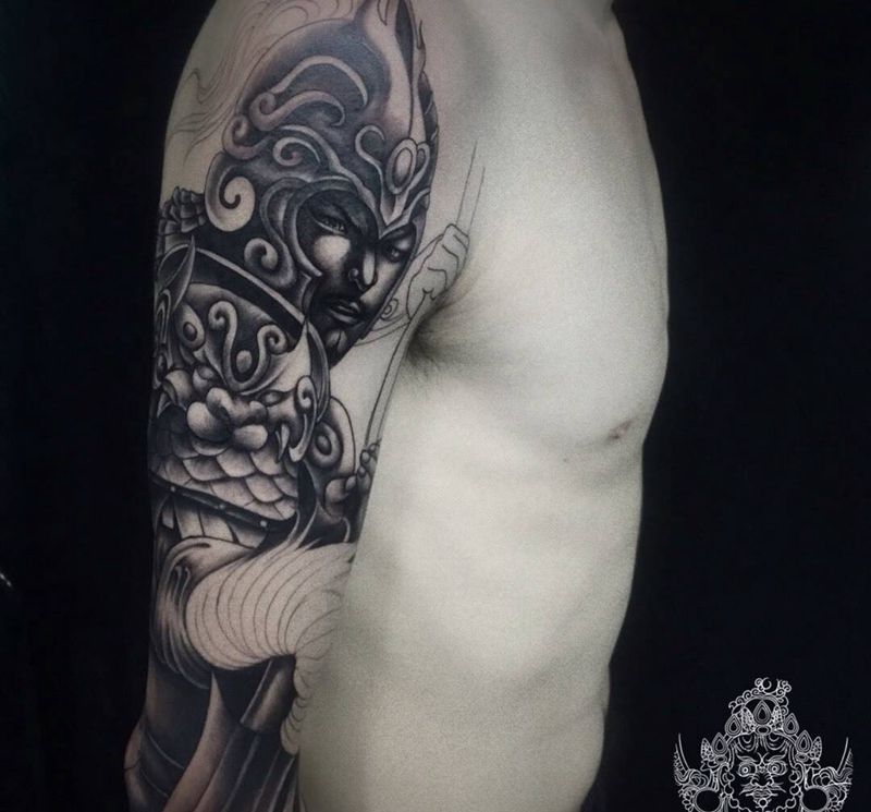 花臂，未完纹身图片_手臂新传统纹身图案