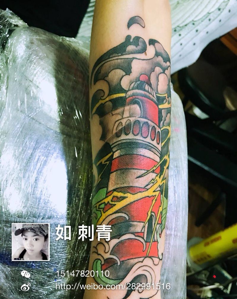 灯塔纹身图片