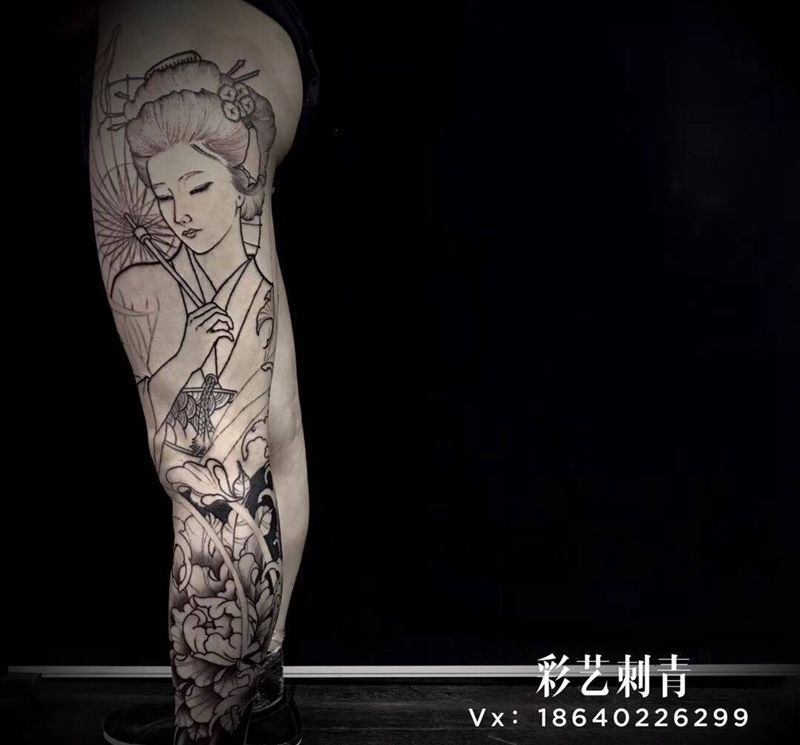 美腿，店长作品纹身图片_腿部新传统纹身图案