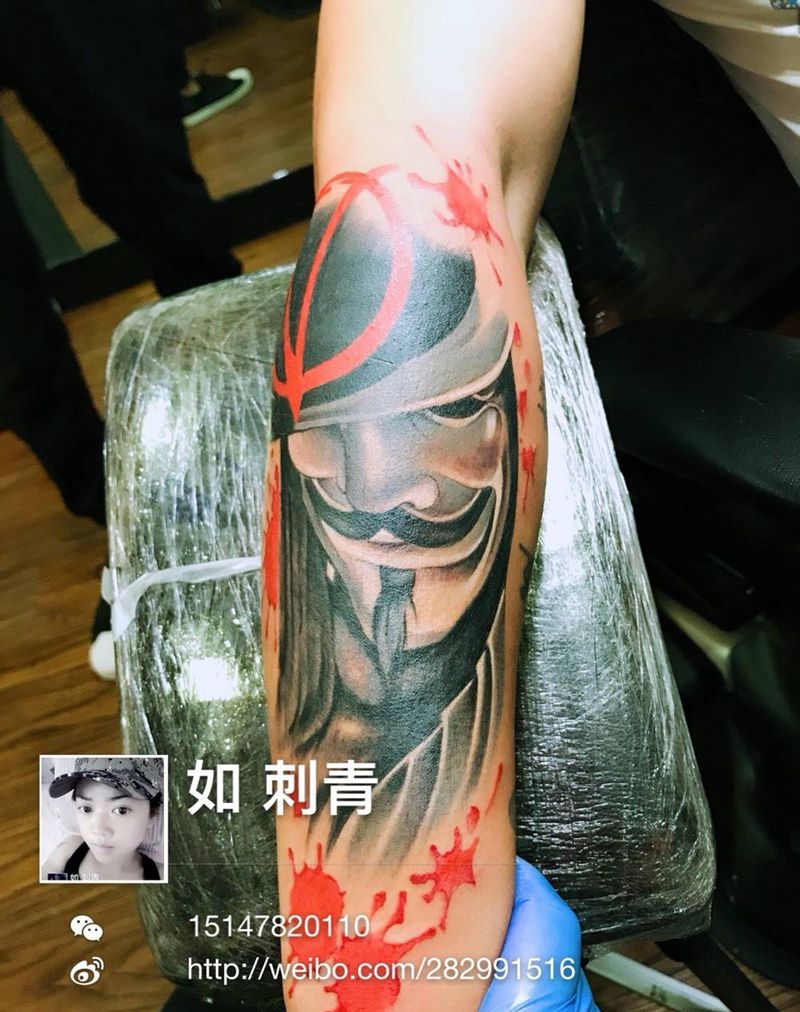 V字仇杀纹身图片