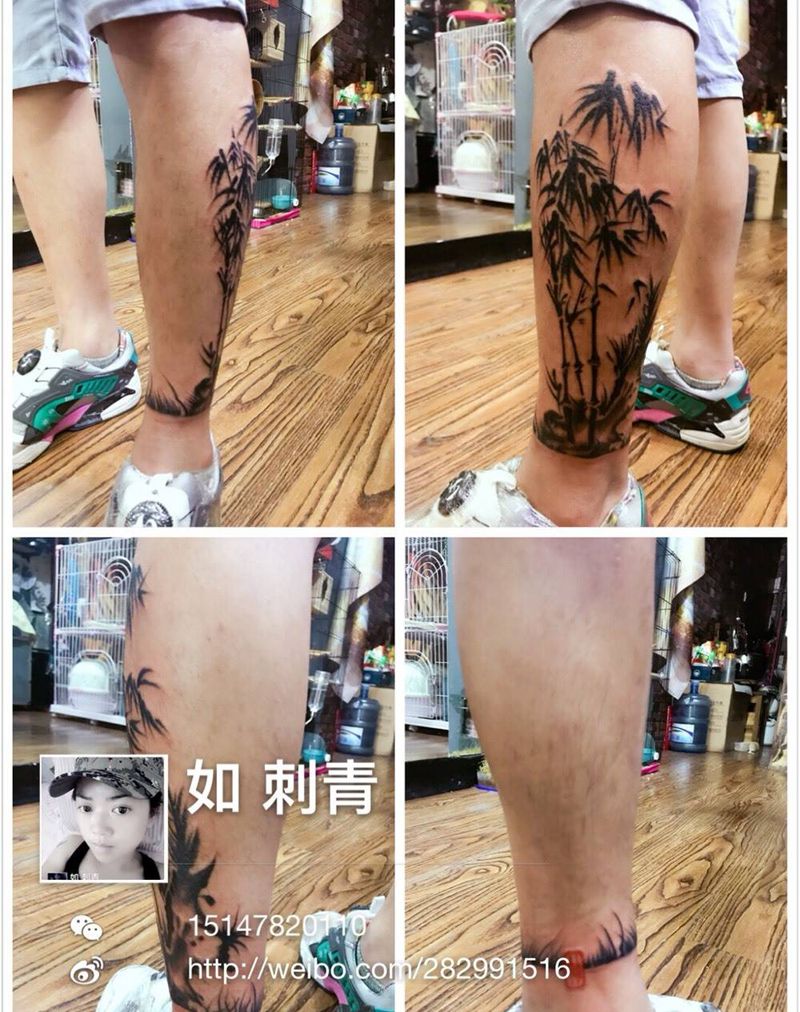 水墨竹子纹身图片