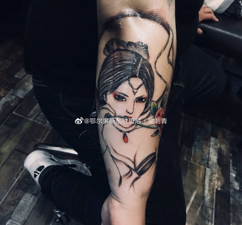 古风美女纹身图片