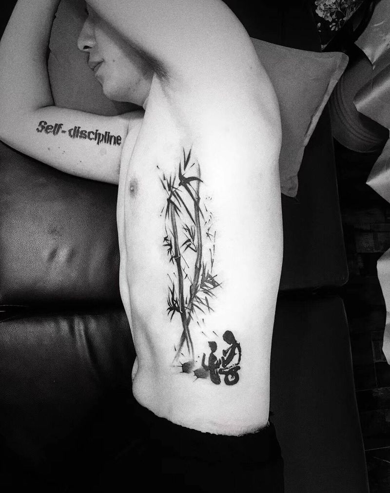 水墨竹子纹身图片