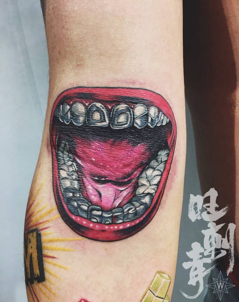 大钢牙 俄罗斯方块 星爵纹身图片_成品手臂欧美几何人物纹身图案