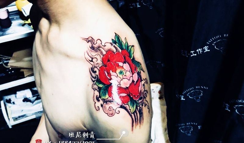 肩花纹身图片