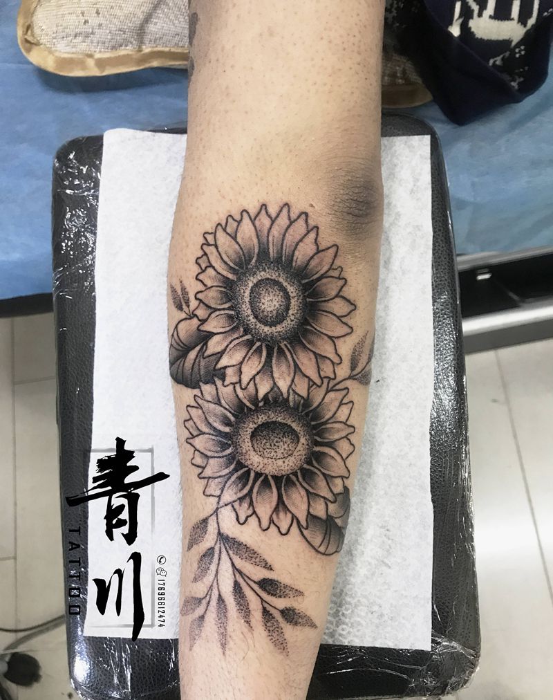 向日葵纹身图片_手臂纹身图案