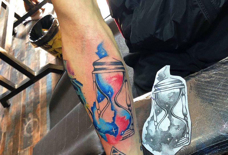 ⏳纹身图片_手臂水彩水墨纹身图案