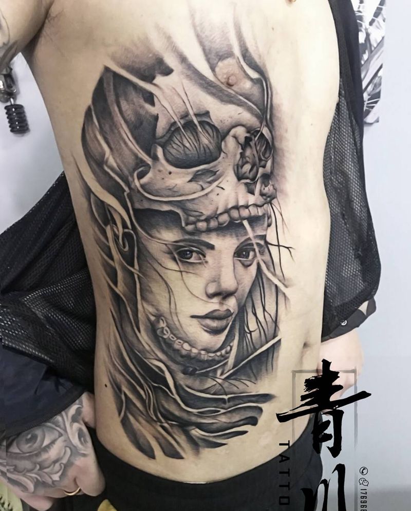 欧美纹身图片_腰部纹身图案