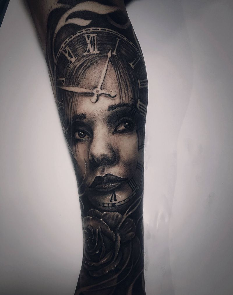 欧美写实纹身图片_腿部脚部欧美写实欧美写实小腿花腿,纹身图案