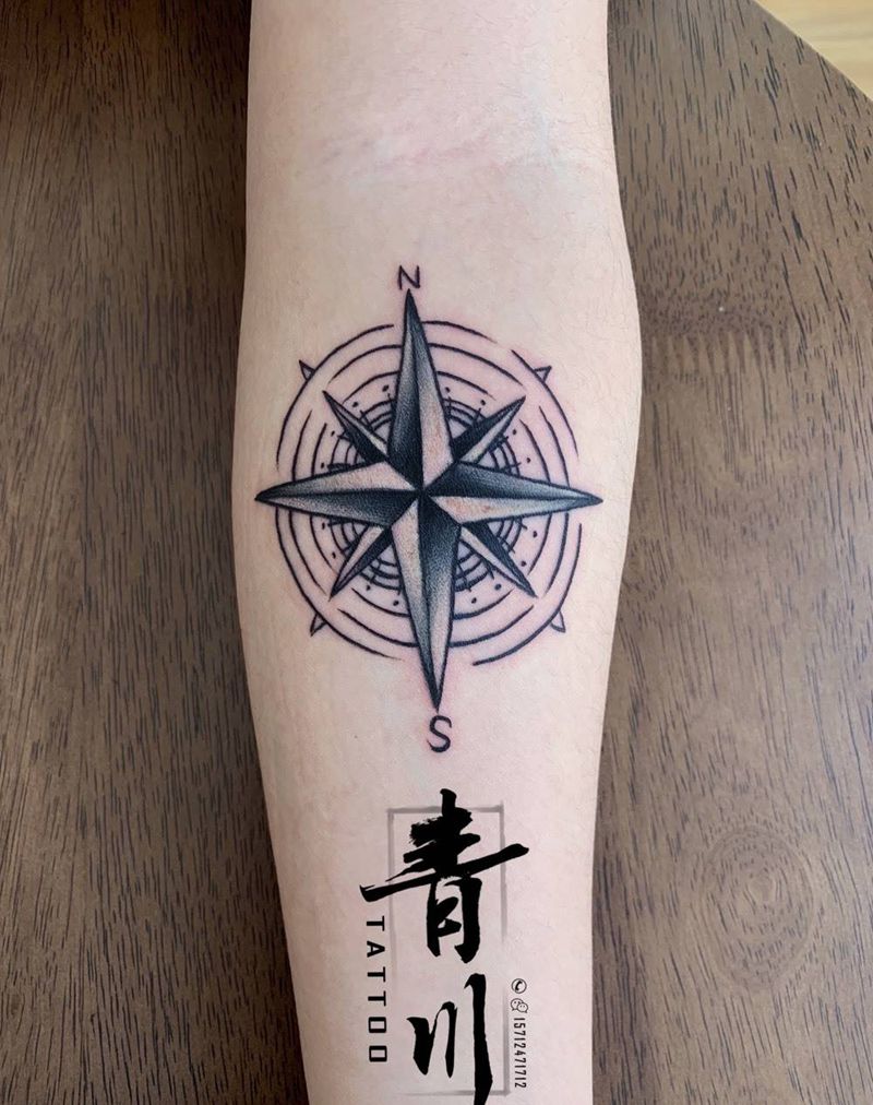 指南针纹身图片