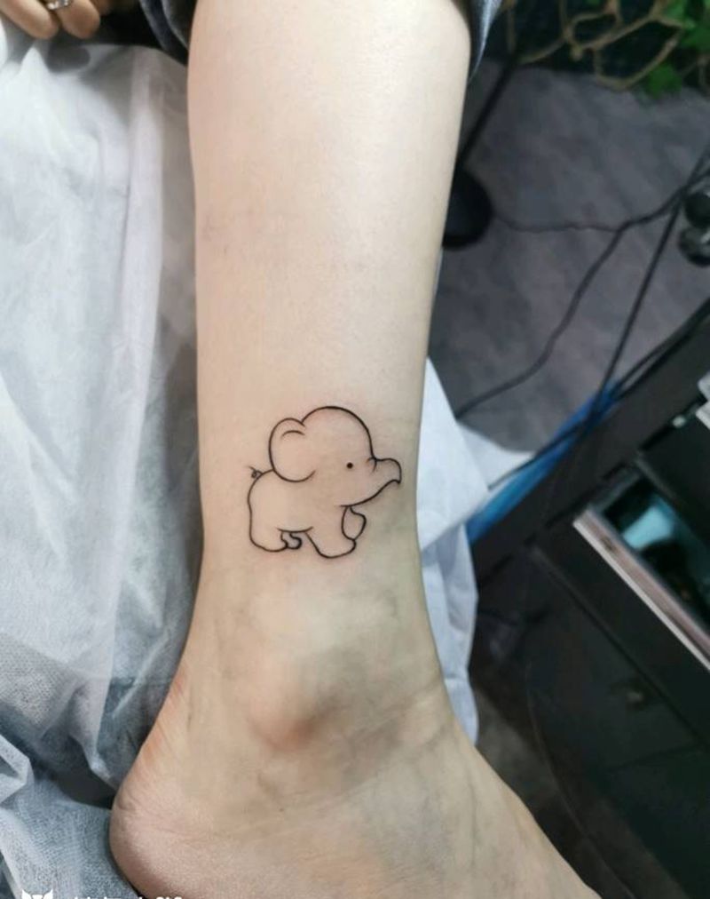 小象纹身图片_脚部图腾纹身图案