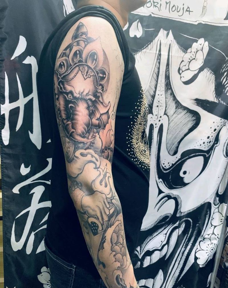 象神纹身图片_手臂纹身图案