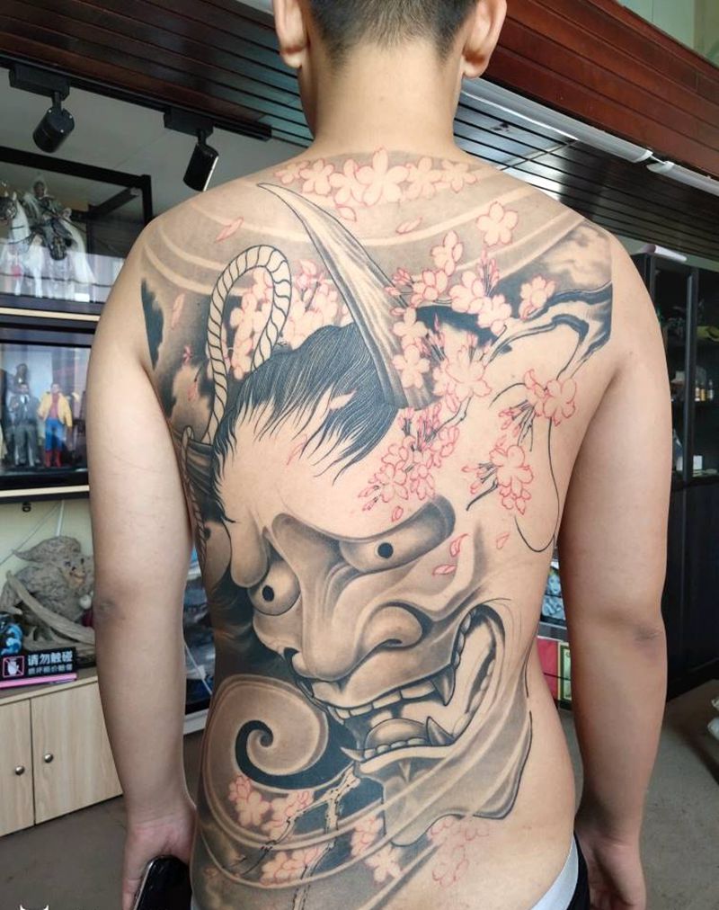 般若纹身图片_背部新传统满背纹身图案