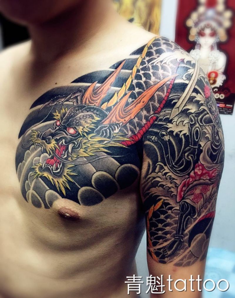 明王日式半胛纹身图片