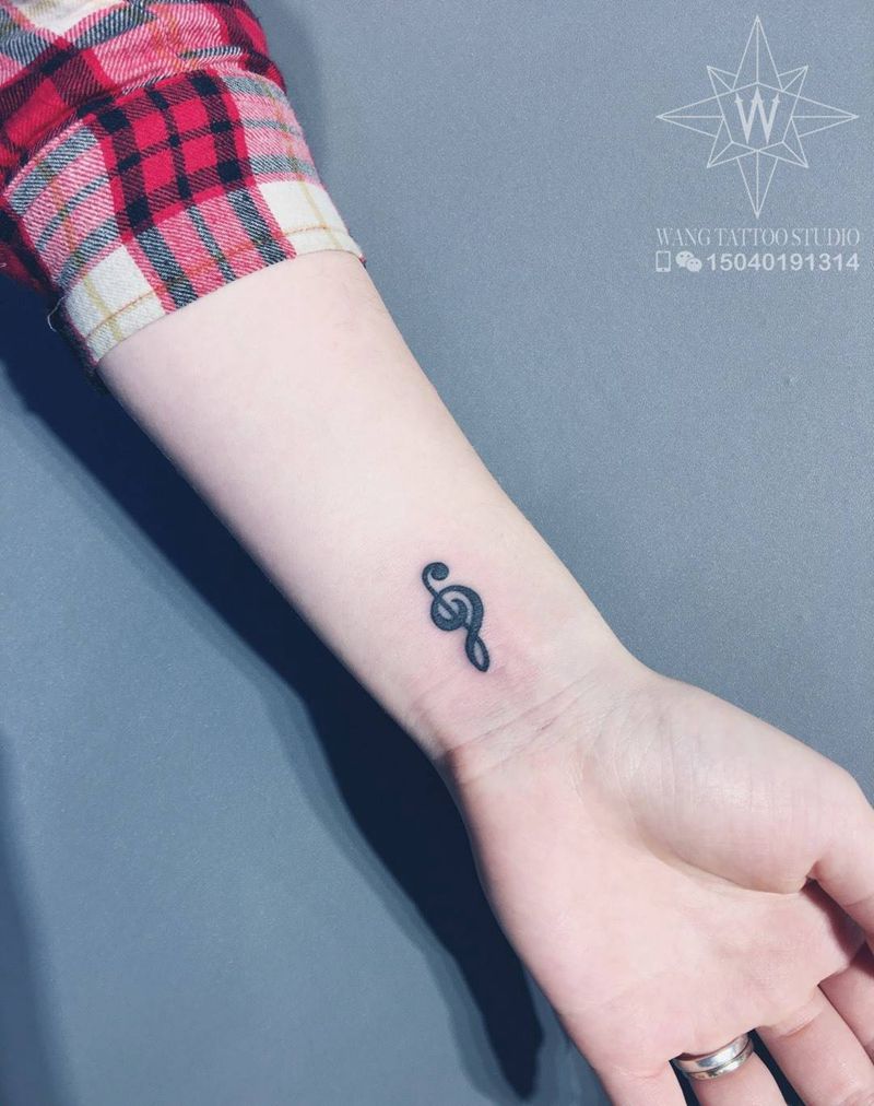 高音谱号纹身图片_成品手臂欧美字符纹身图案