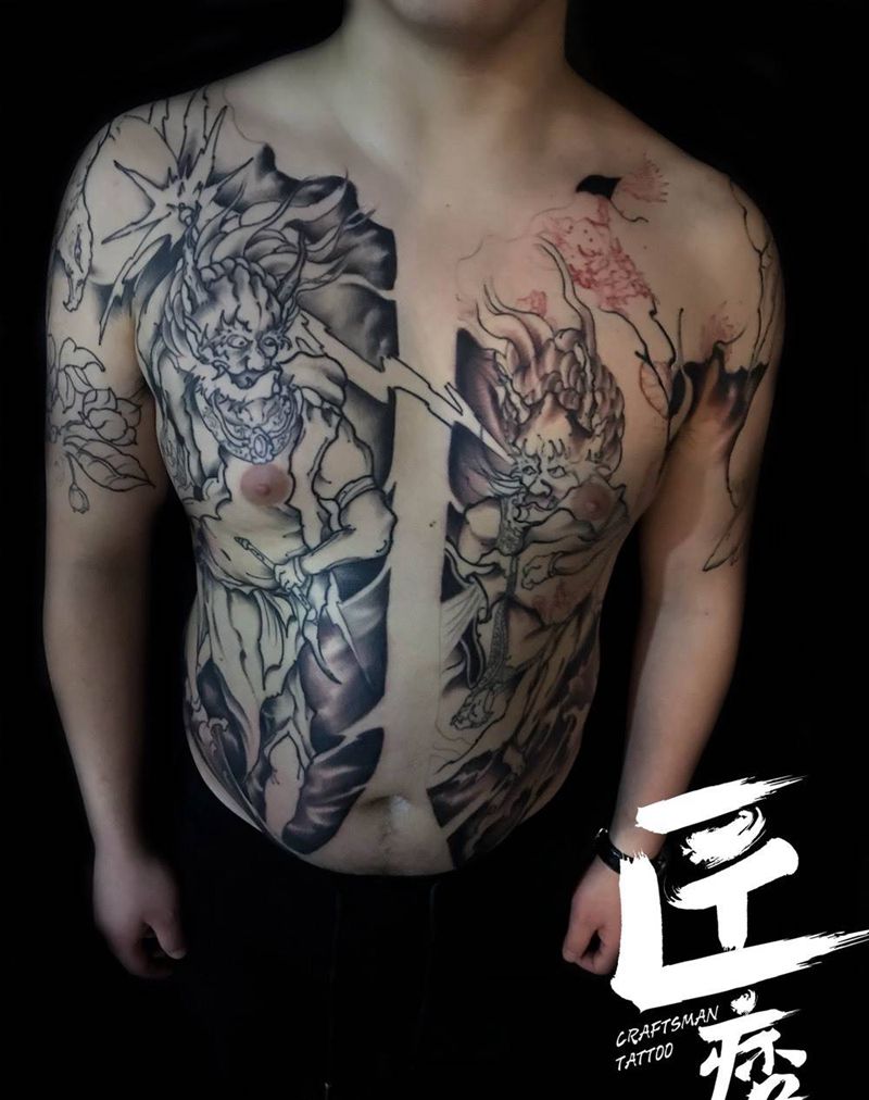 风神雷神全甲纹身图片