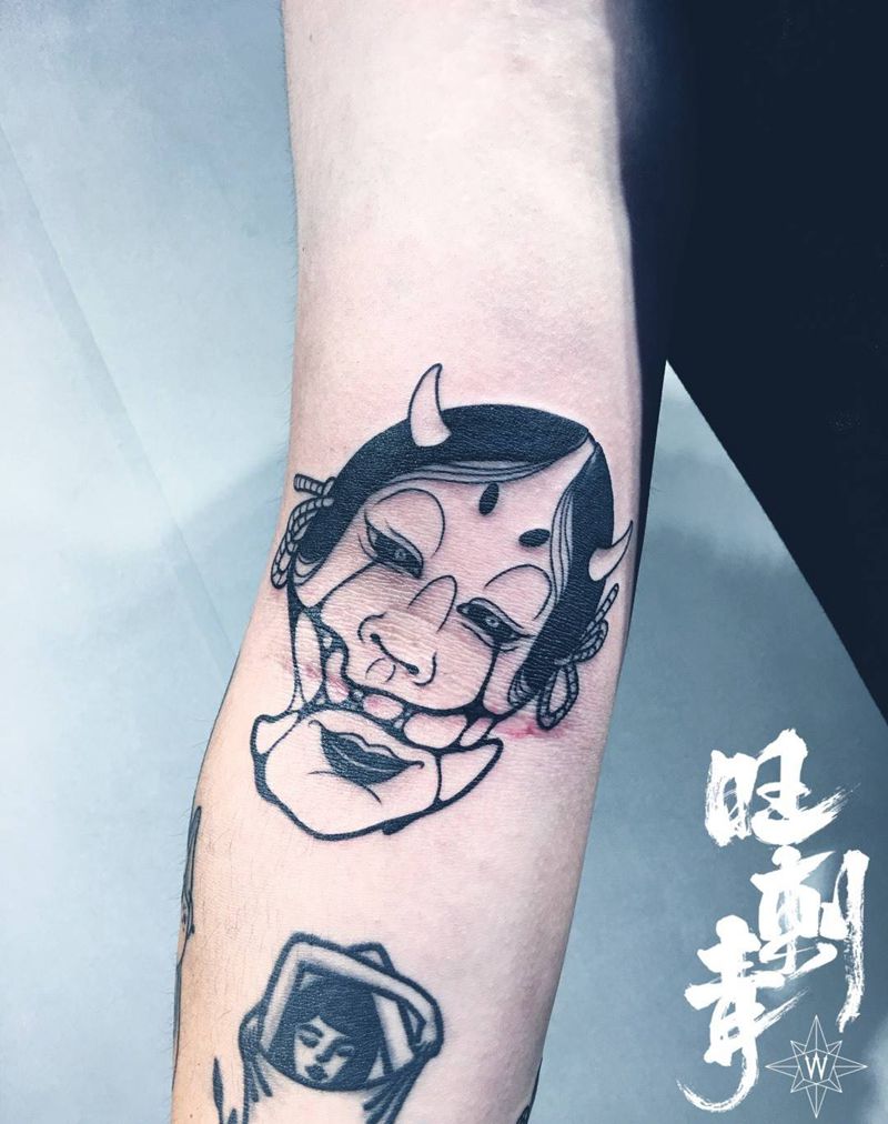 般若纹身图片_成品手臂传统鬼神纹身图案