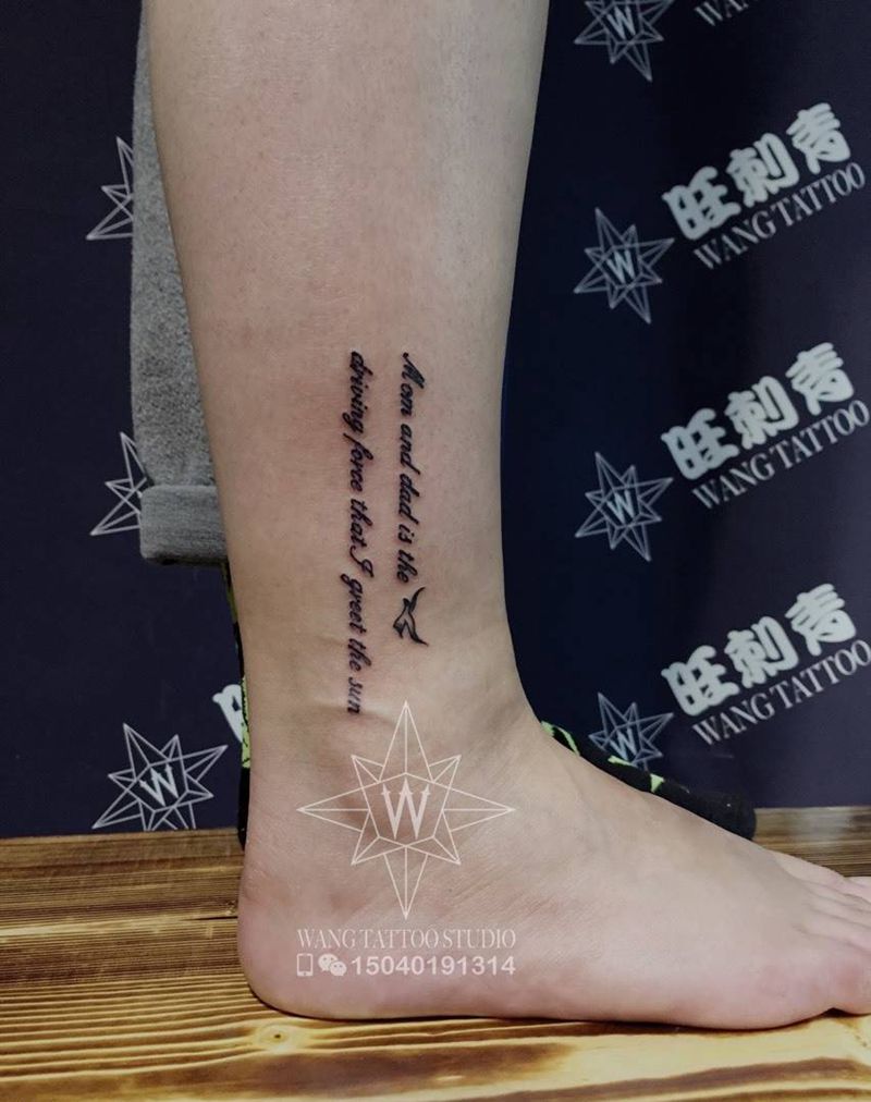 励志英文纹身图片_成品脚部腿部欧美清新字符纹身图案