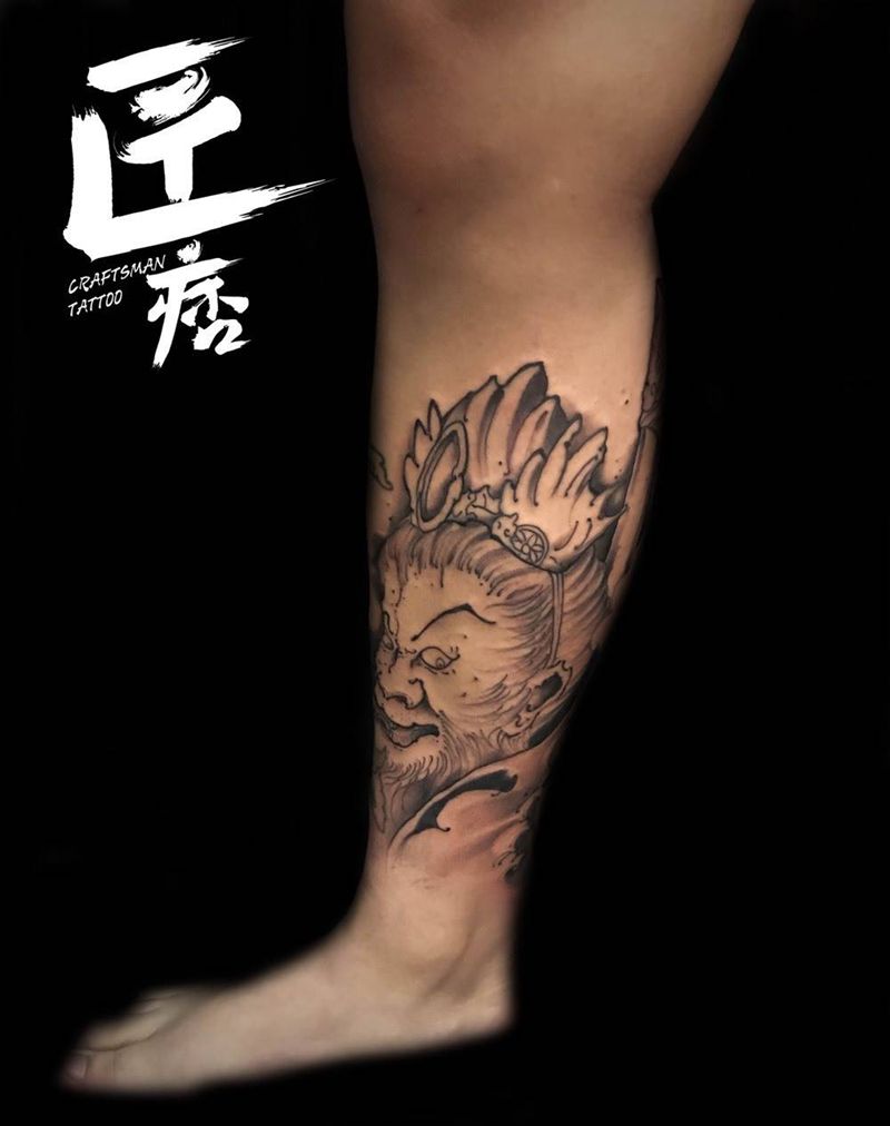 小腿内侧猴子纹身图片