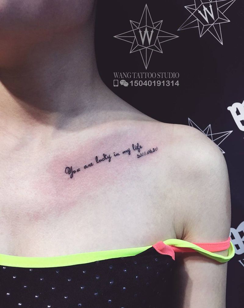 英文小清新纹身图片_成品胸部欧美字符纹身图案