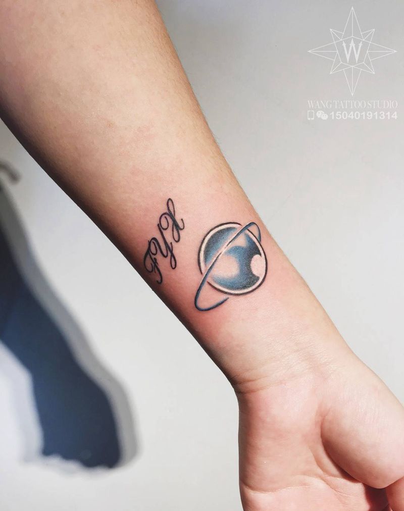 星球纹身图片_成品手臂欧美清新字符几何纹身图案