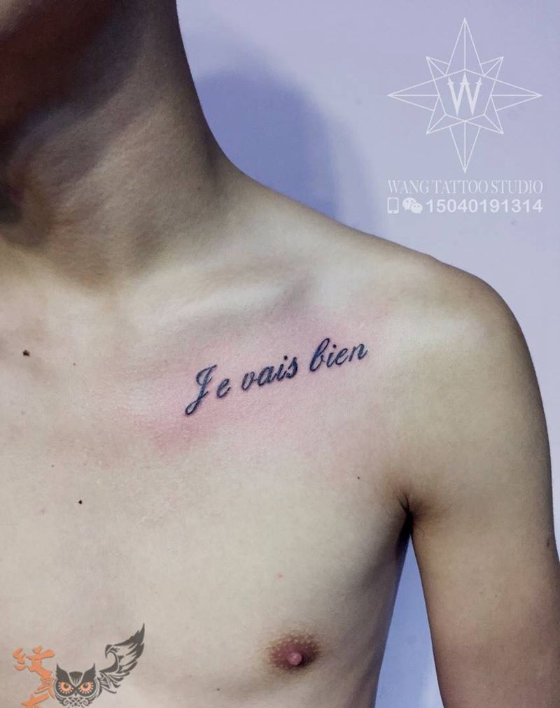 法文纹身图片_成品胸部欧美字符纹身图案