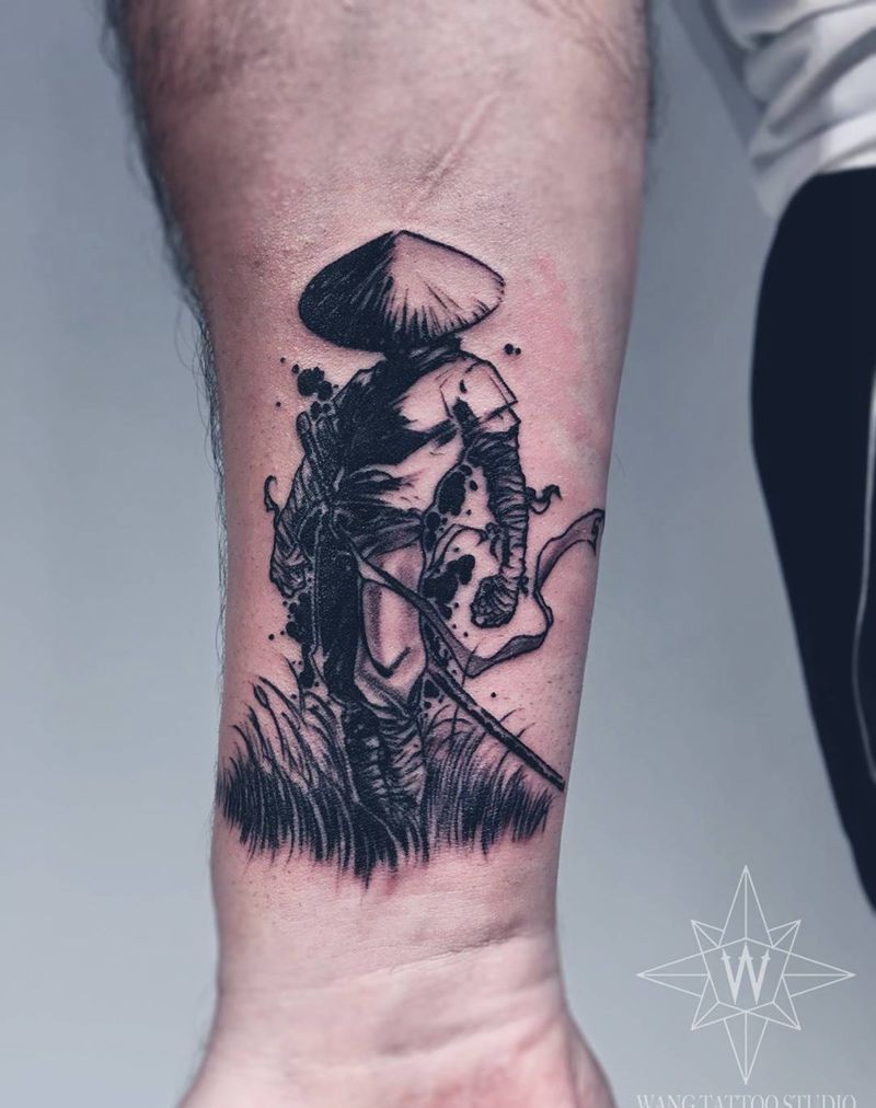 刀客纹身图片_成品手臂清新人物传统纹身图案