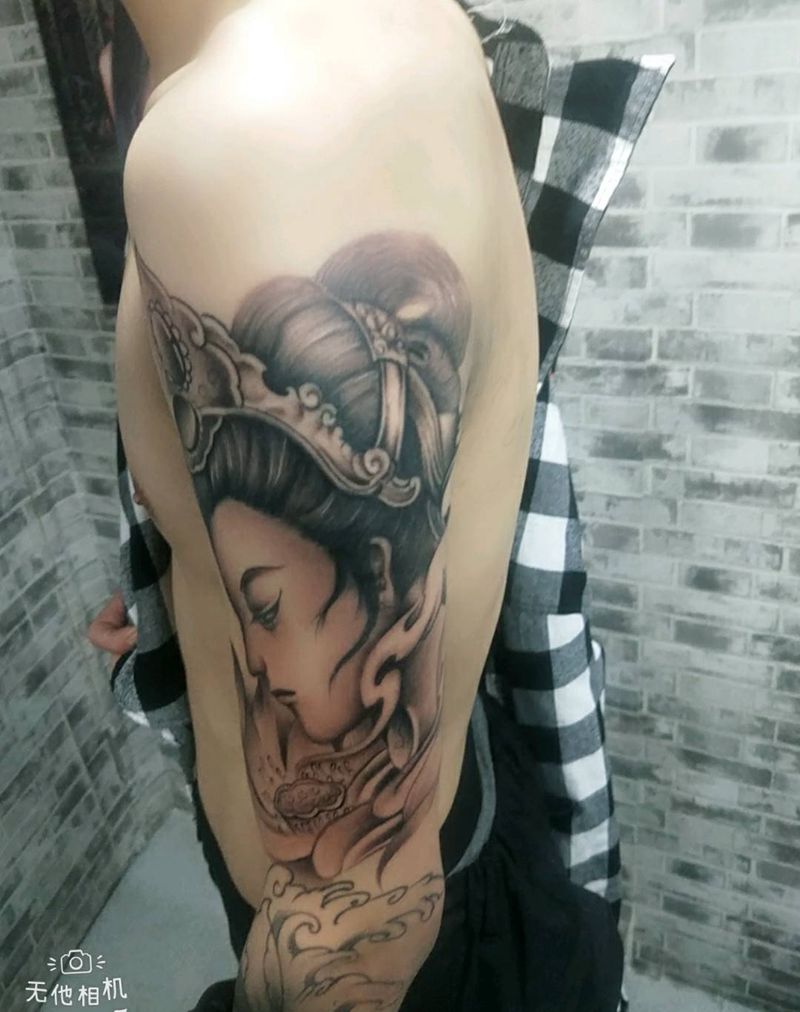 艺妓纹身图片_手臂新传统纹身图案