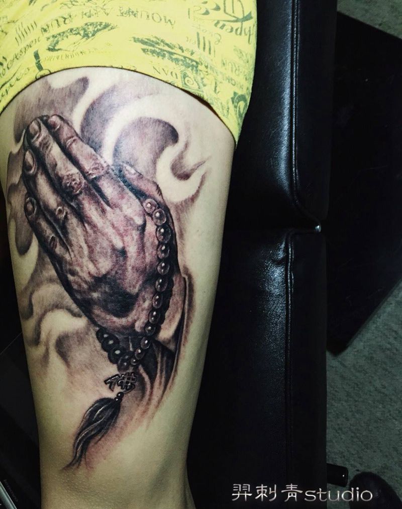 祈福之手纹身图片