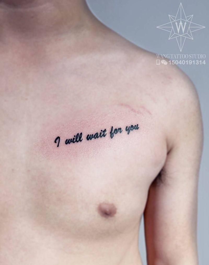 个性英文纹身图片_成品胸部欧美字符清新纹身图案