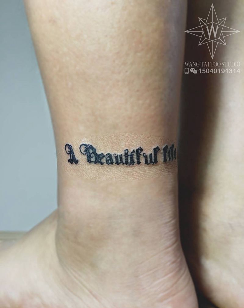 脚踝英文纹身图片_成品欧美脚踝字符纹身图案