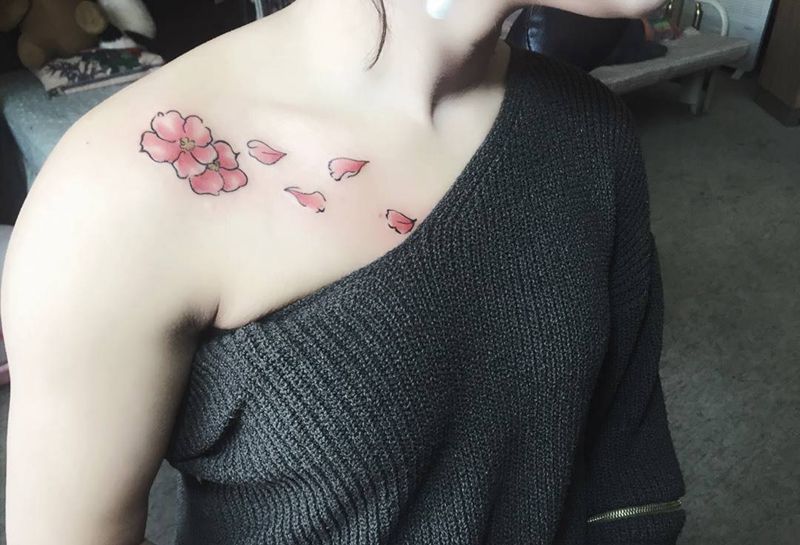 樱花小清新纹身图片
