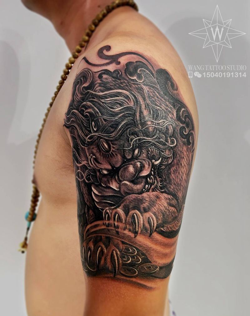 貔貅纹身图片_成品手臂传统动物鬼神纹身图案