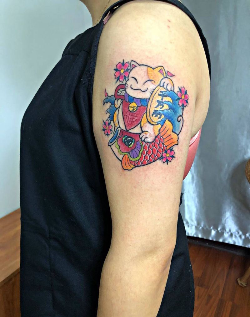 招财猫纹身图片