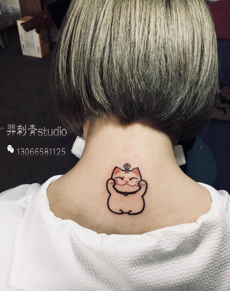 招财猫纹身图片