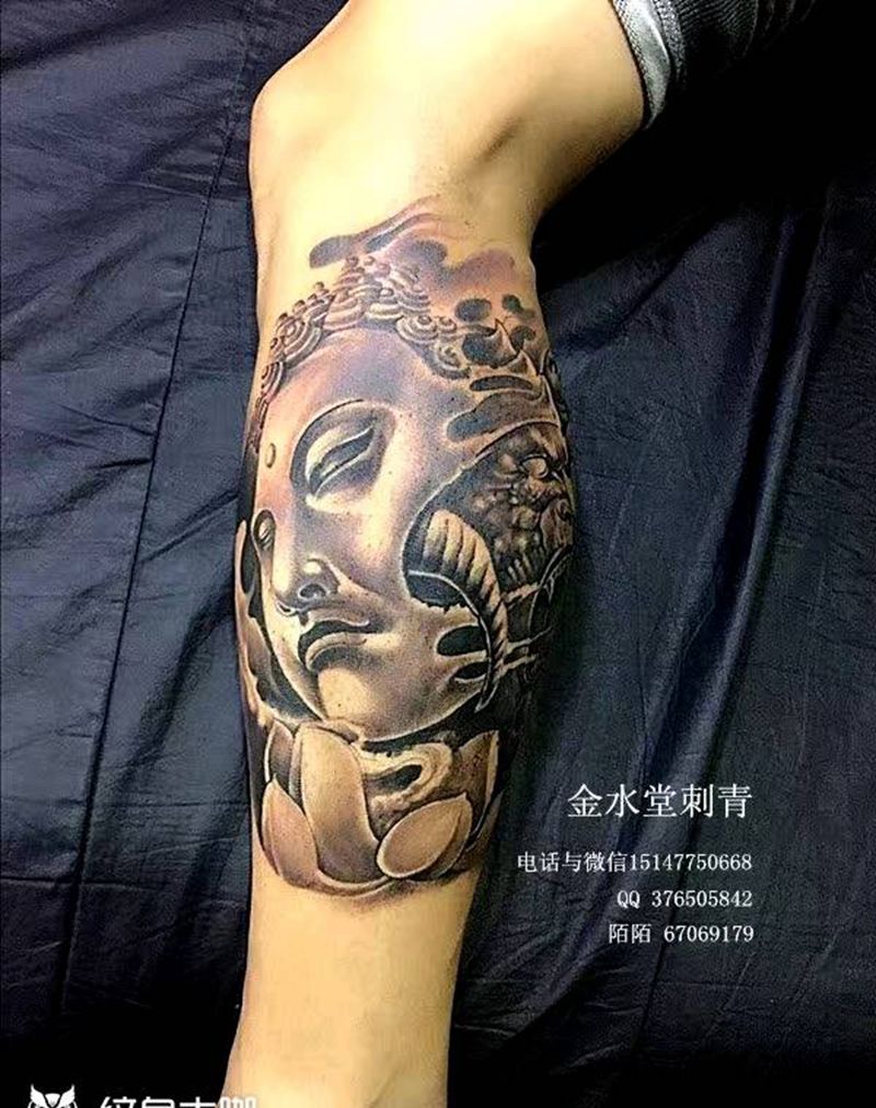 一念成佛，一念成魔纹身图片_腿部手臂新传统纹身图案
