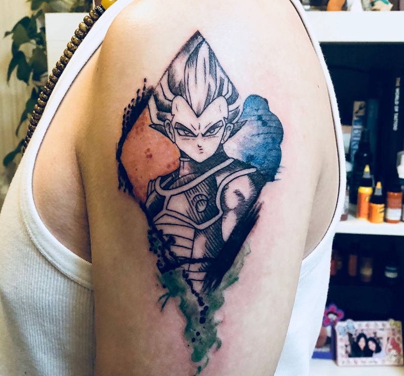 贝吉塔纹身图片_成品肩部欧美人物原创纹身图案