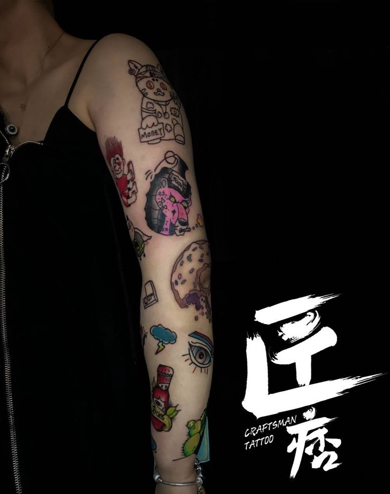 oldschool花臂纹身图片