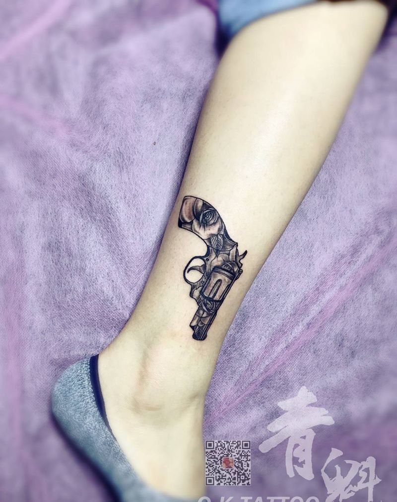 枪花纹身图片
