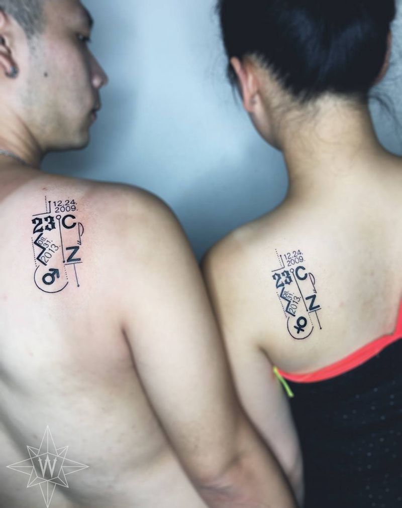 情侣纹身纹身图片_成品背部欧美字符清新纹身图案