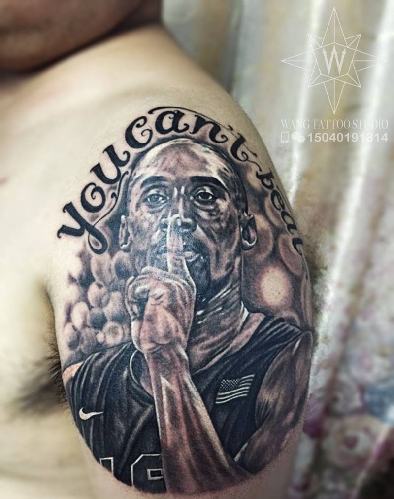 科比纹身图片_成品手臂欧美肖像人物字符纹身图案