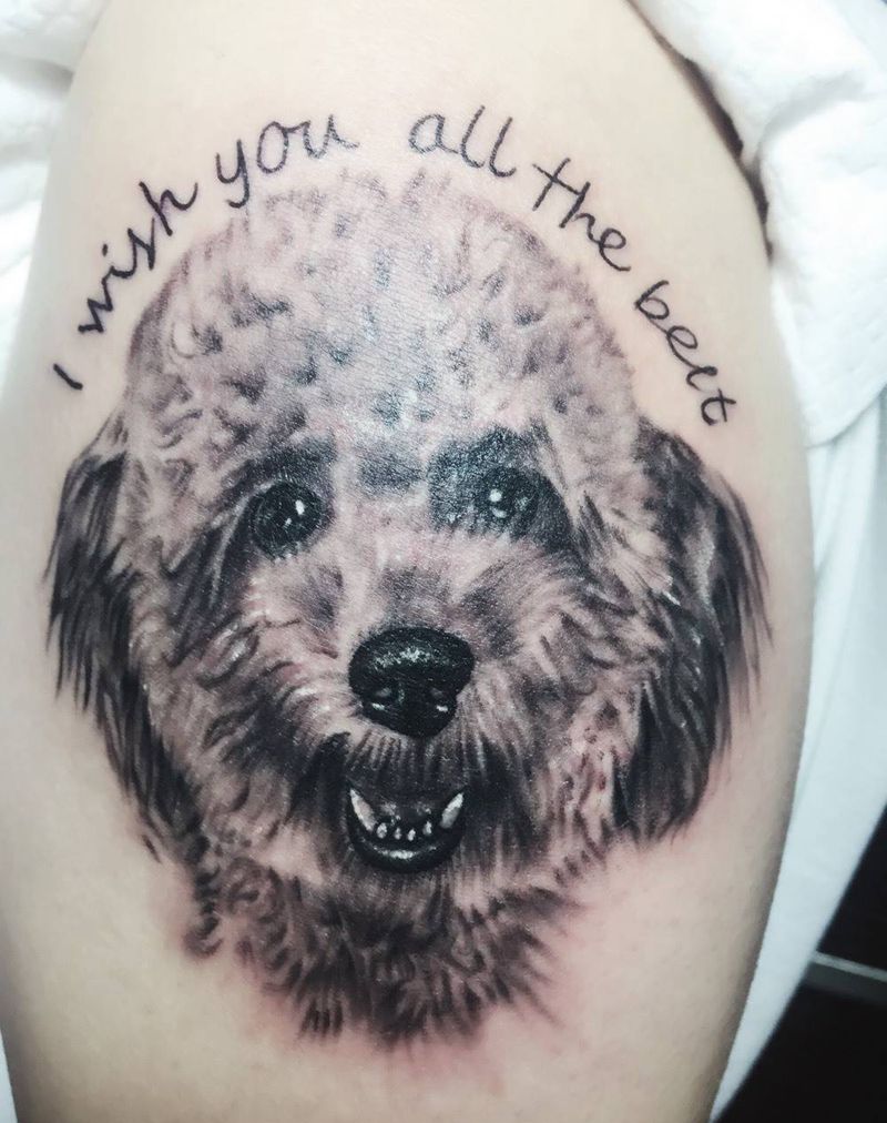 原创泰迪纹身图片_成品手臂写实动物纹身图案