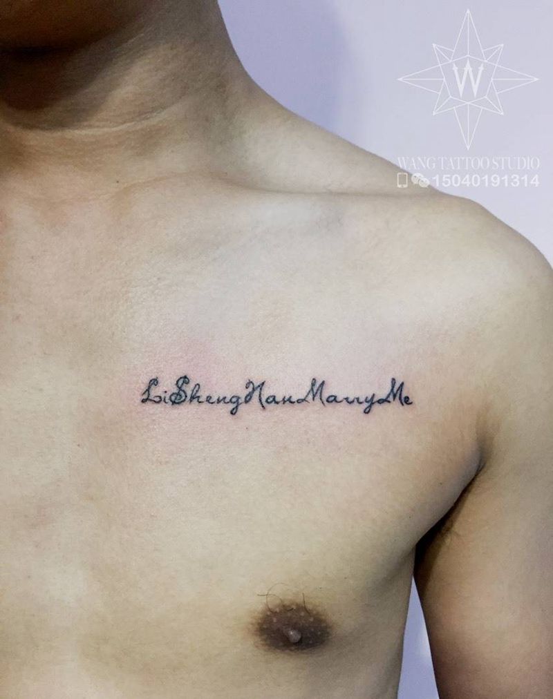 英文纹身图片_成品胸部欧美字符纹身图案