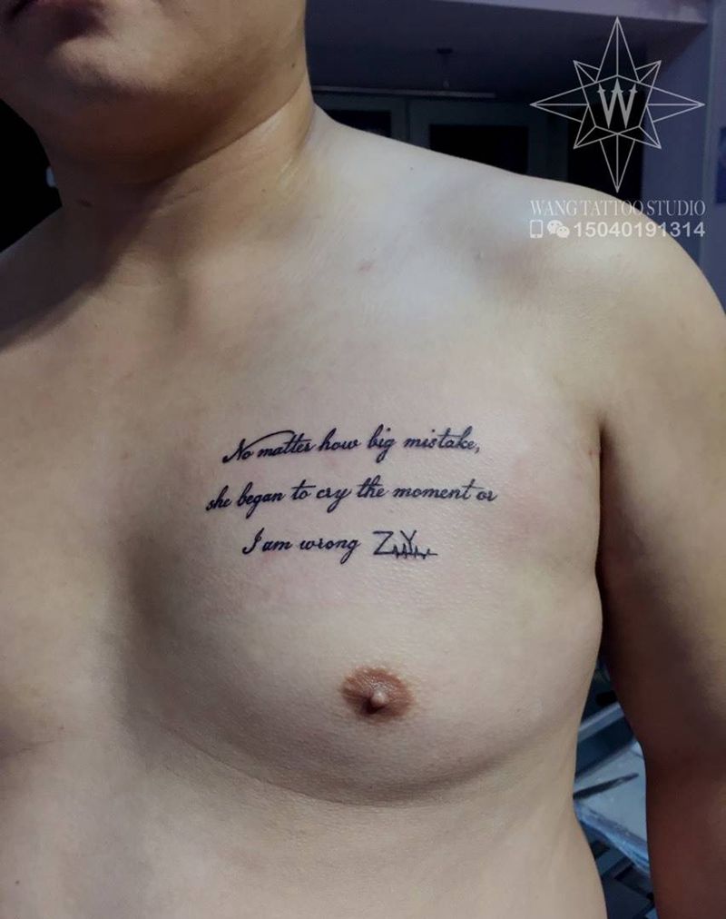 英文纹身图片_成品胸部欧美字符纹身图案