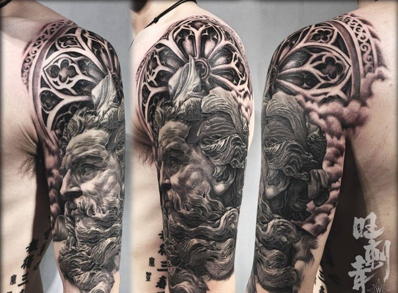 海神波塞冬纹身图片