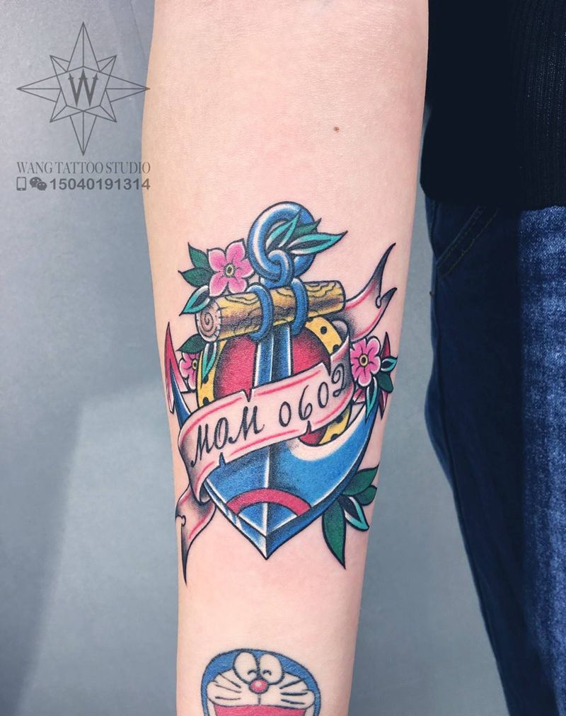 船锚纹身图片_成品手臂欧美纹身图案