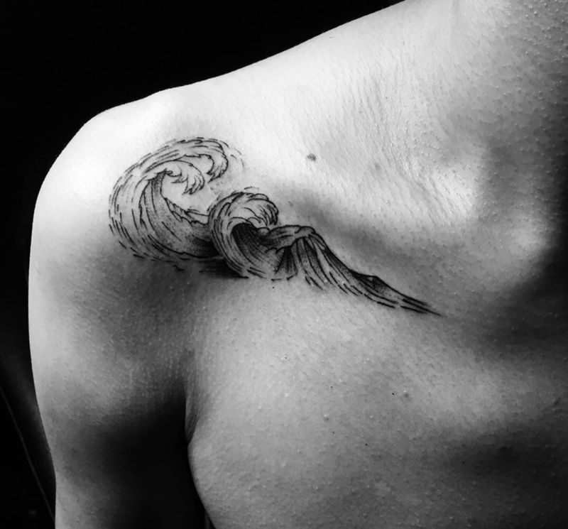 浪纹身图片